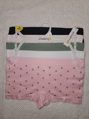 Girls 5-Pack Cotton Boyshorts - Pink, Green, White, Black